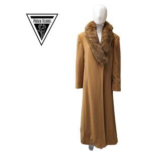Vint. MARVIN RICHARDS 100% Lambswool Maxi Coat w/ Fox Fur Collar